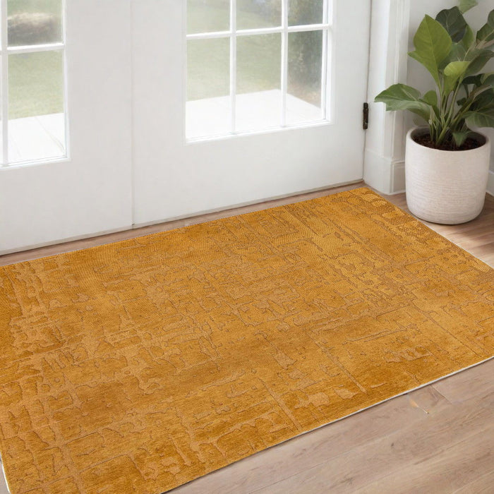3' x 5' Abstract Non Skid Area Rug - Yellow