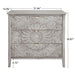 Light gray Giga 3-drawer hall chest, American furniture suitable for bedroom or living room storage, with sleek design and handles.