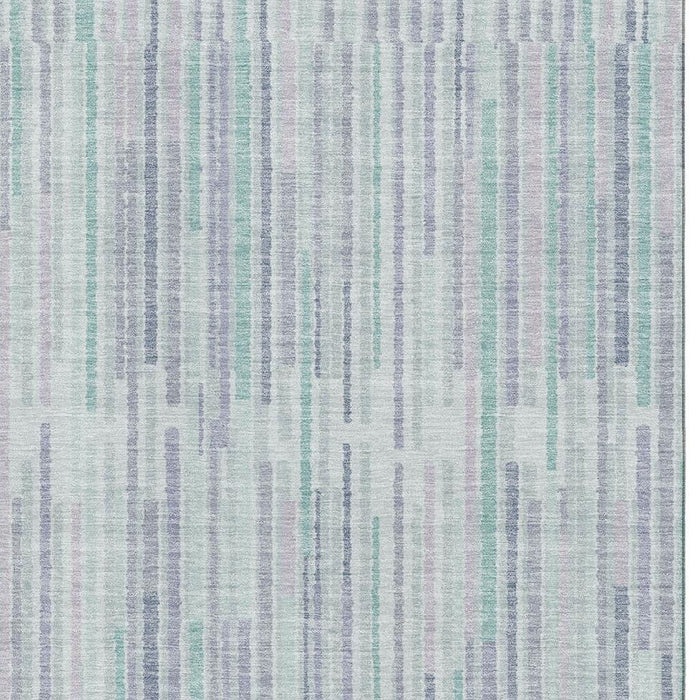 10' X 14' Striped Washable Area Rug With UV Protection (717887) - Mint Green / Denim Blue