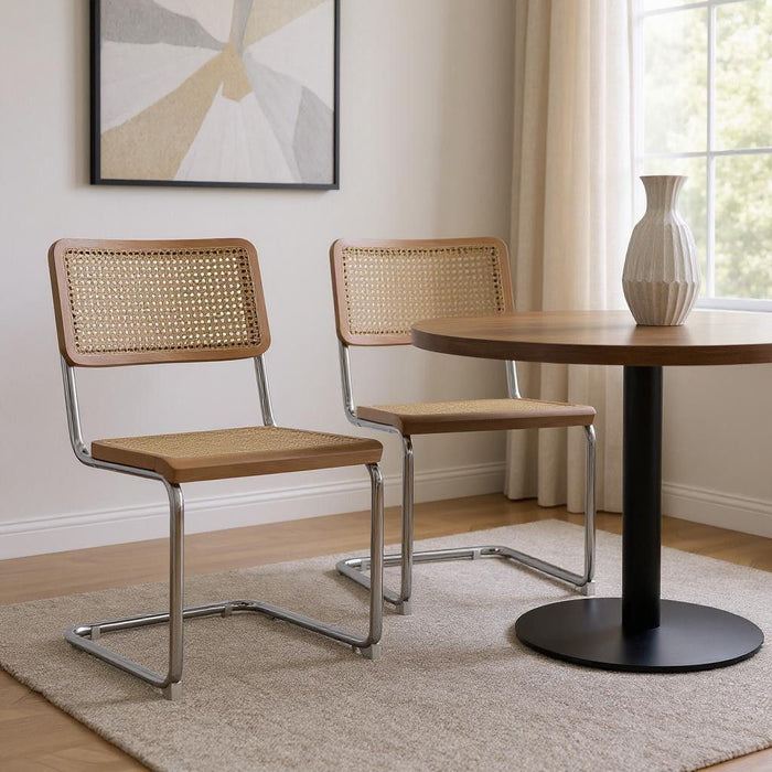 Solid Wood Dining Parsons Chairs (Set of 2) - Natural / Gray