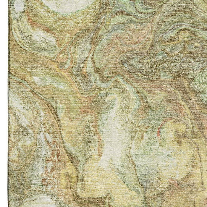 10' X 14' Abstract Washable Area Rug With UV Protection (714721) - Gold / Beige