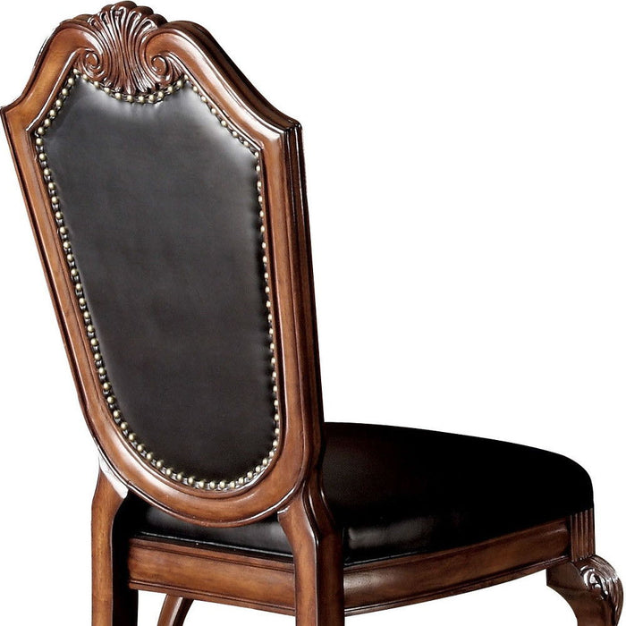 Redwood Upholstered Faux Leather Solid Wood Dining Side Chairs (Set of 2) - Black