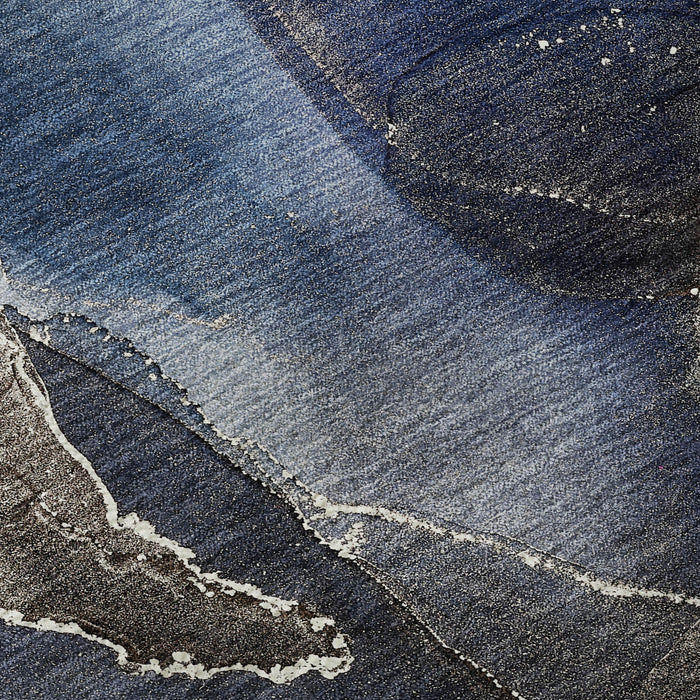 8' X 10' Abstract Washable Area Rug With UV Protection (646684) - Navy Blue / Charcoal