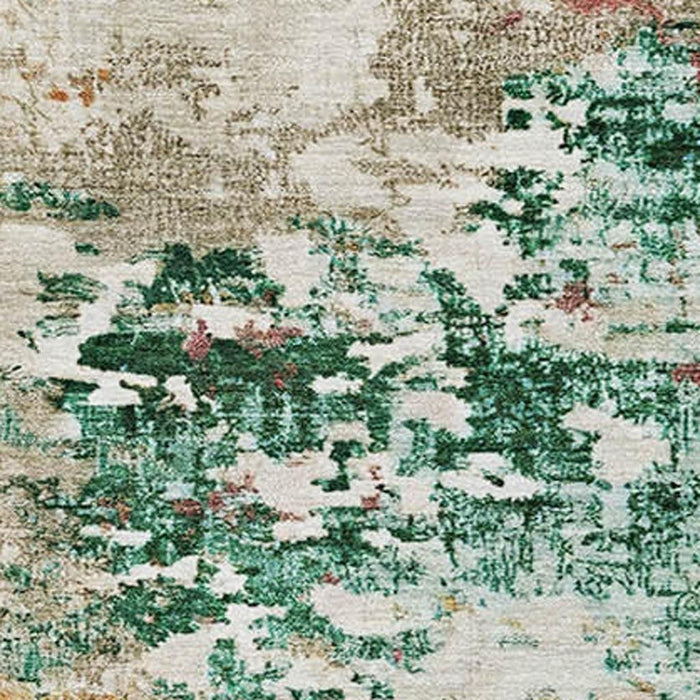 10' X 14' Abstract Washable Area Rug With UV Protection (704975) - Orange / Teal / Blush