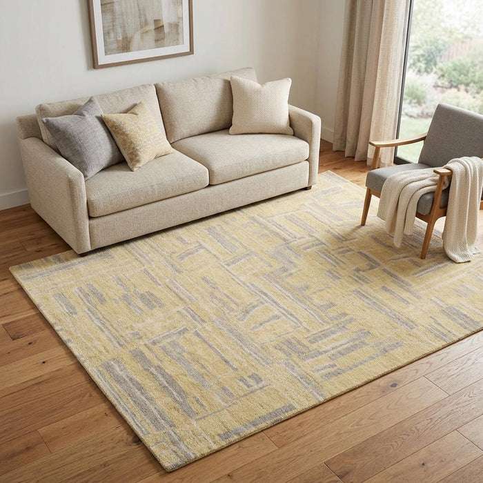 5' X 8' Wool Abstract Hand Knotted Area Rug (744188) - Gold / Gray