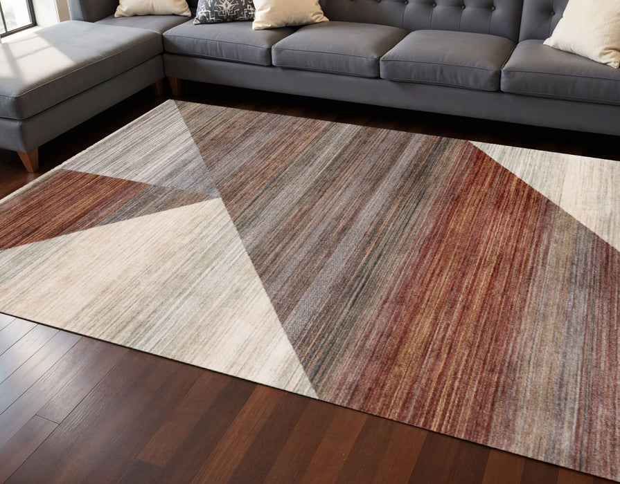8' X 10' Abstract Area Rug (660122) - White / Gray / Brown