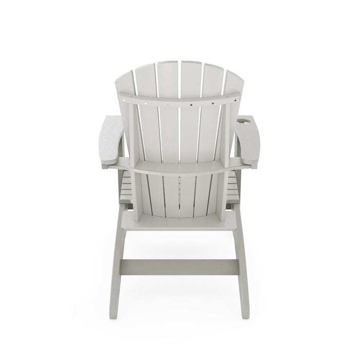 Giga Adirondack arm chair made of durable HDPE poly lumber, ideal for poolside, patio, and garden relaxation.