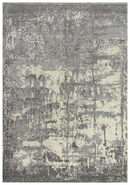 10' X 13' New Zealand Lambs Wool Abstract Hand Carved Handmade Area Rug (747060) - Gray / Ivory