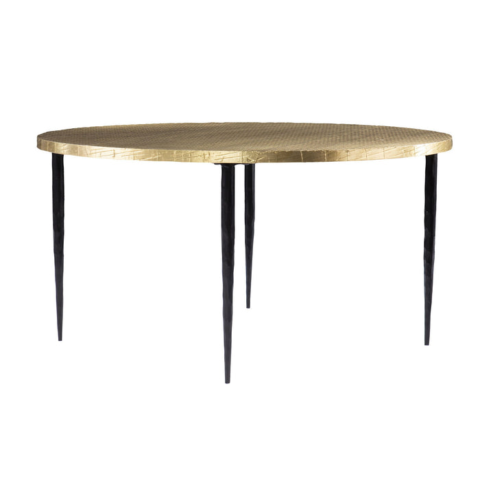 Embossed Metal Round Coffee Table - Black