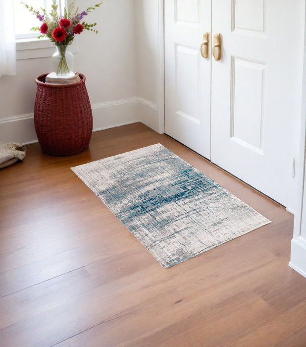 2.6' x 4.9' Abstract Non Skid Area Rug - Gray And Blue
