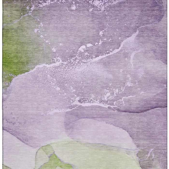 8' X 10' Abstract Washable Area Rug With UV Protection (647210) - Purple / Green / Ivory