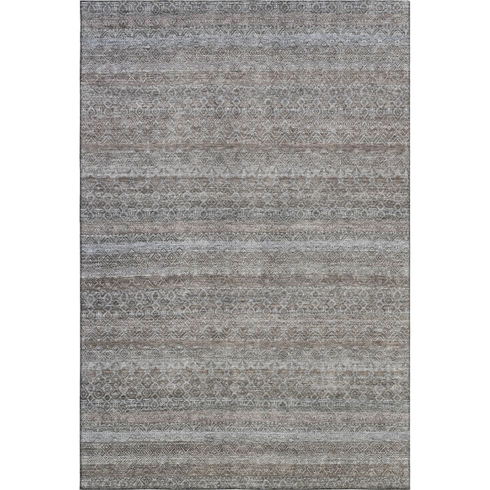 10' X 14' Striped Washable Area Rug With UV Protection (718001) - Brown / Beige