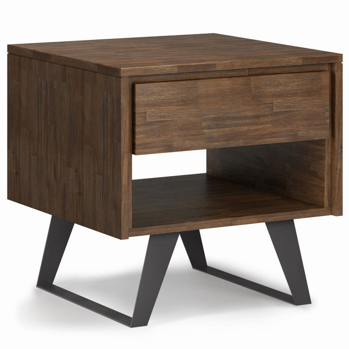 22" Metal Square End Table - Brown
