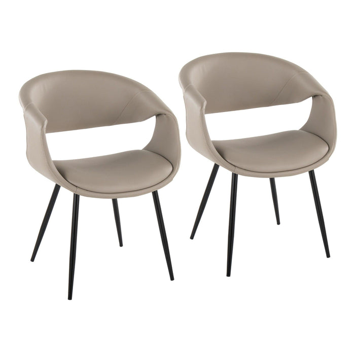 Curvo - Upholstered Chair (Set of 2) - Black Metal Legs