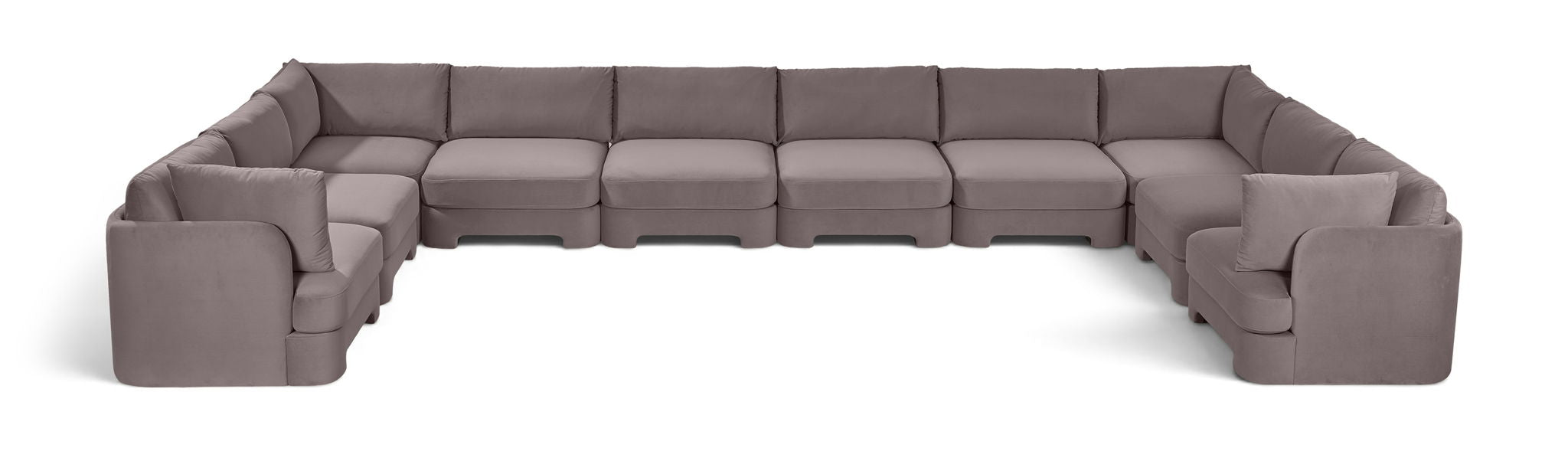 Meridian Furniture Hammond velvet performance fabric 10-piece sectional sofa, stationary design with plush cushions and modern style.