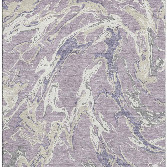 10' X 14' Abstract Washable Area Rug With UV Protection (681257) - Lavender / Ivory / Beige