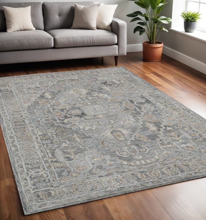 5' X 7' Wool Oriental Hand Tufted Area Rug - Gray And Brown