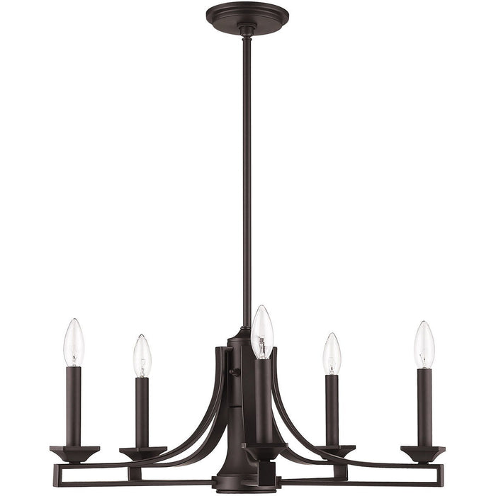 18" 6 Light Dimmable Chandelier With Shades - Bronze