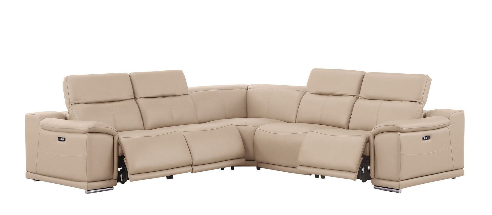 Leather Modular L-Shaped Five Piece Corner Sectional - Beige