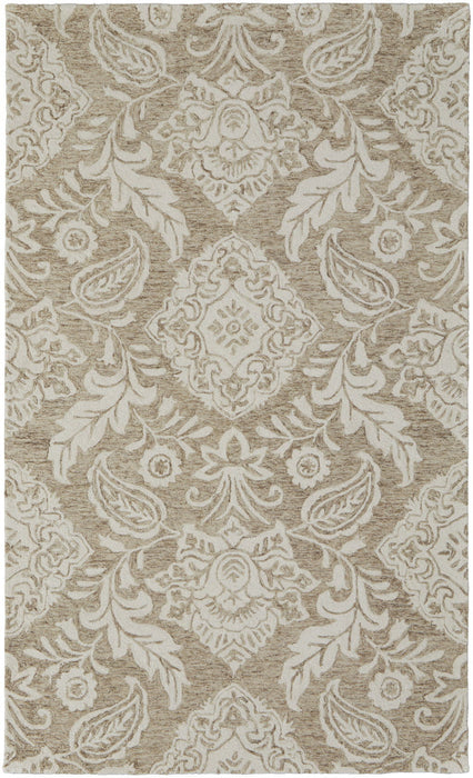 8' x 10' Wool Paisley Tufted Handmade Stain Resistant Area Rug - Tan And Ivory