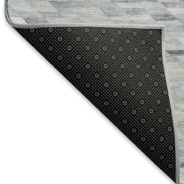 10' X 14' Geometric Washable Area Rug With UV Protection (696386) - Blue / Gray / Ivory