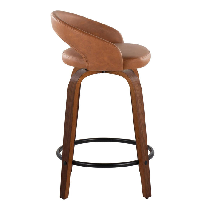 Grotto - 31" Upholstered Fixed-Height Counter Stool (Set of 2) - Walnut Wood Base