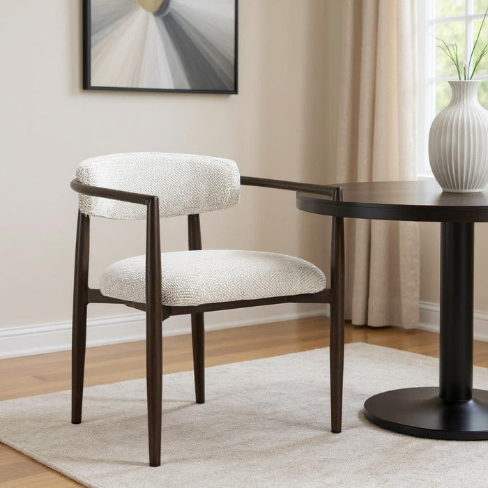 Aluminum Open Back Dining Arm Chair - White / Black