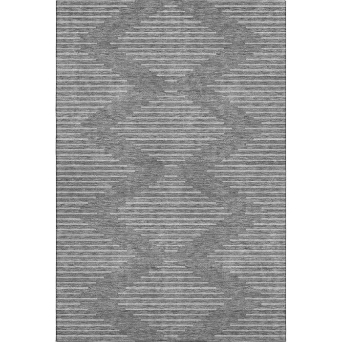 10' X 14' Geometric Washable Area Rug With UV Protection (679708) - Charcoal / Silver