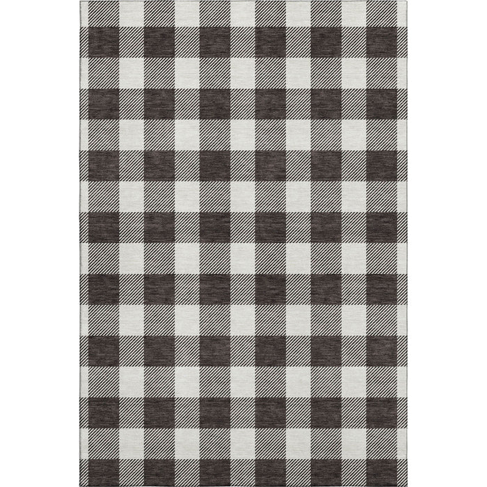 10' X 14' Plaid Washable Area Rug With UV Protection (673357) - Black / Ivory