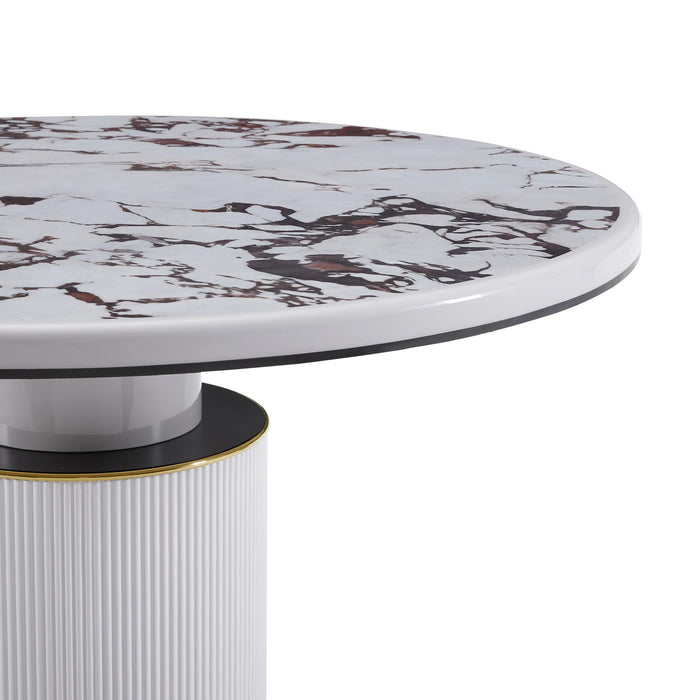 Vanessa - Marble Lacquer 53" Round Dining Table - White