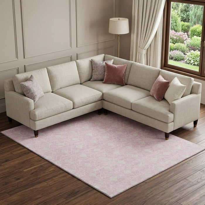 10' X 14' Geometric Washable Area Rug With UV Protection (673741) - Pink / Ivory