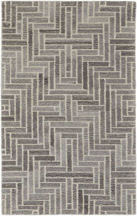 10' x 14' Wool Geometric Hand Tufted Area Rug - Tan And Gray