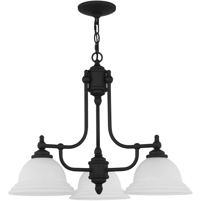 18" Three Light Metal Dimmable Chandelier With Shades - Black