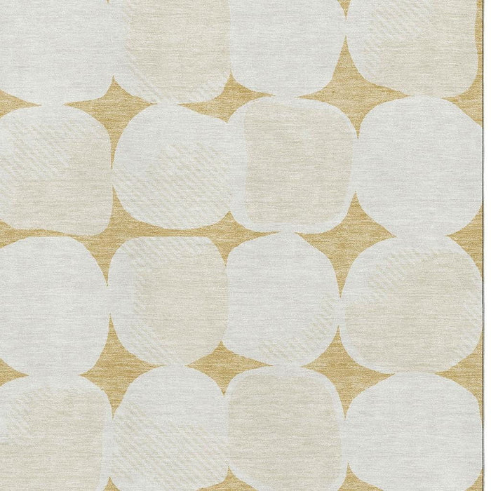 10' X 14' Abstract Geometric Washable Area Rug With UV Protection (669186) - Gold / Ivory