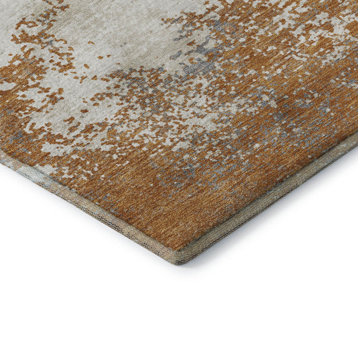 10' X 14' Abstract Washable Area Rug With UV Protection (680627) - Copper / Beige