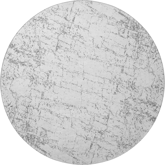 8' Abstract Washable Round Rug With UV Protection (651079) - Gray / Ivory