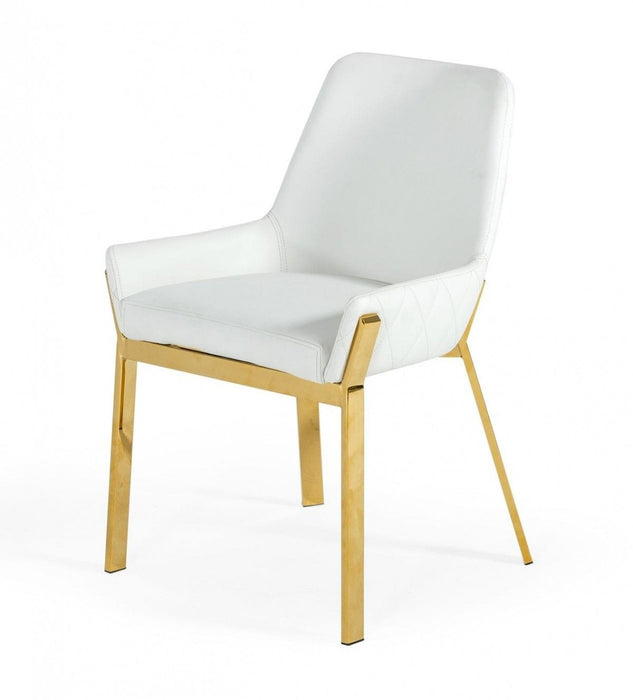 Contemporary Upholstered Faux Leather Dining Arm Chair - White