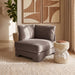 Meridian Furniture Hammond velvet upholstered stationary chair with plush fabric and modern design, shown in a living room setting.
