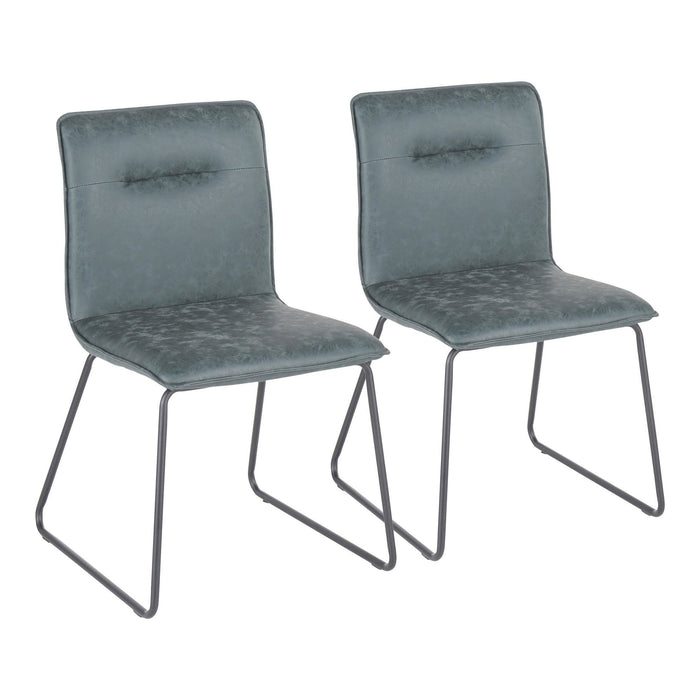 Casper - Industrial Chair (Set of 2) - Black Metal And Green Faux Leather Fabric
