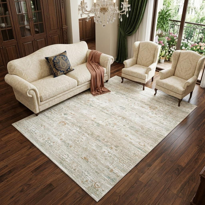 7' X 9' Tribal Washable Area Rug With UV Protection (609919) - Gray / Green / Brown