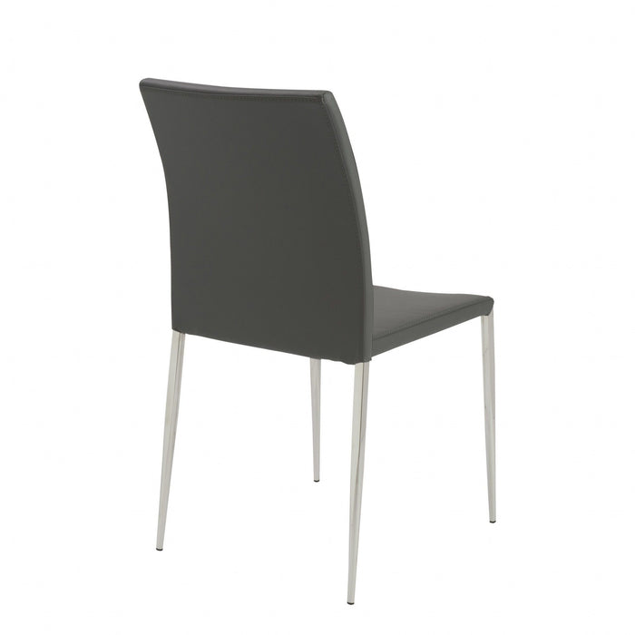 Leather Dining Side Chairs (Set of 2) - Gray