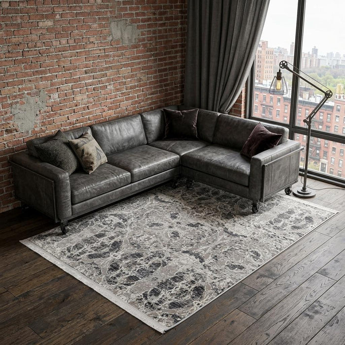 11' X 14' Oriental Area Rug With Fringe (744445) - Gray / Taupe / Ivory