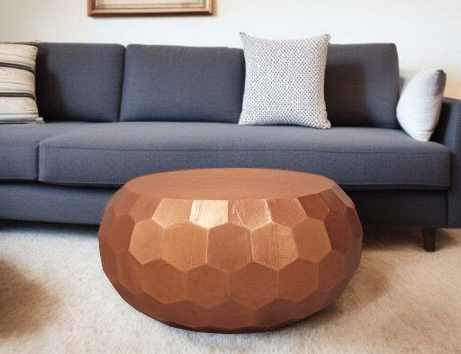 Rustic Hexagon Coffee Table - Copper Brass
