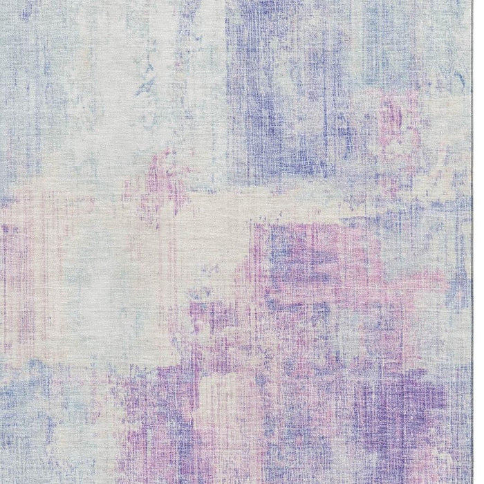 10' X 14' Abstract Washable Area Rug With UV Protection (700451) - Sky Blue / Ivory