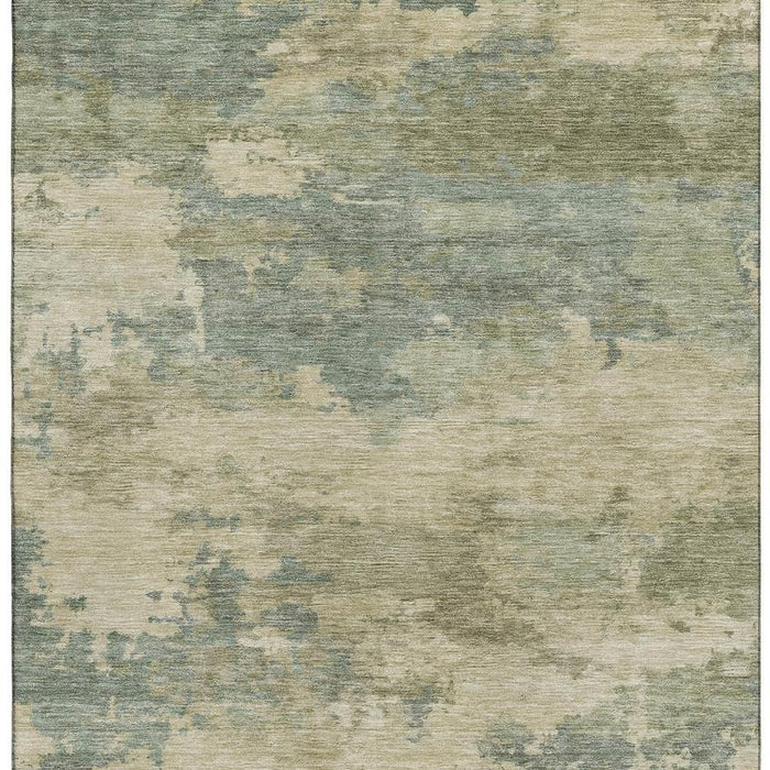 10' X 14' Abstract Washable Area Rug With UV Protection (717200) - Pale Aqua / Beige