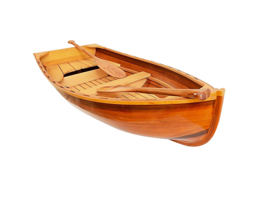 Hand Painted Model Boat Tabletop Sculpture (364298) - Brown
