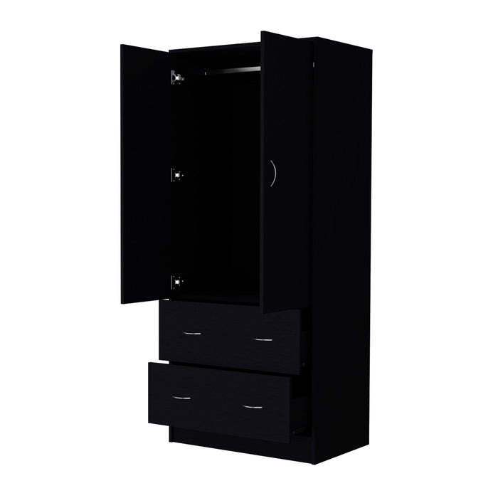71" Two Door Two Drawer Combo Dresser - Black