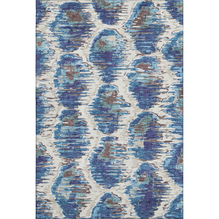 8' X 10' Diamond Washable Area Rug With UV Protection - Blue