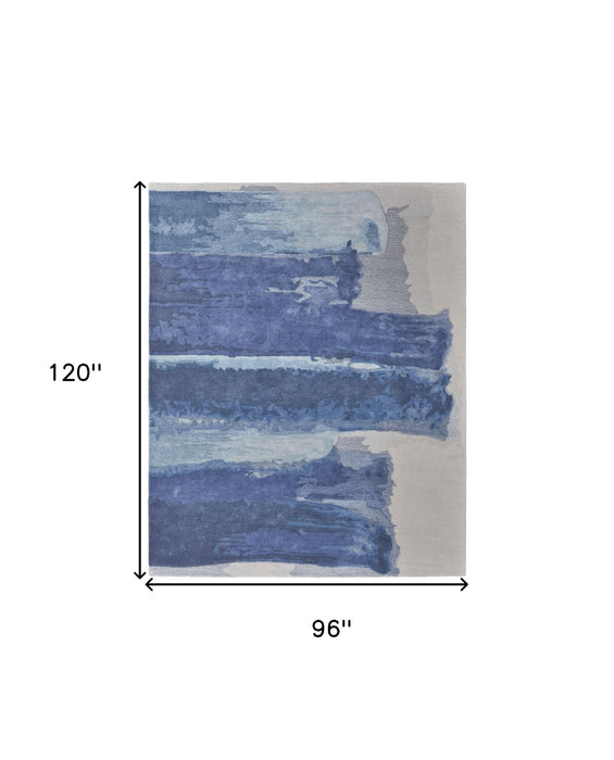 8' x 10' Abstract Hand Tufted Area Rug - Ivory And Blue