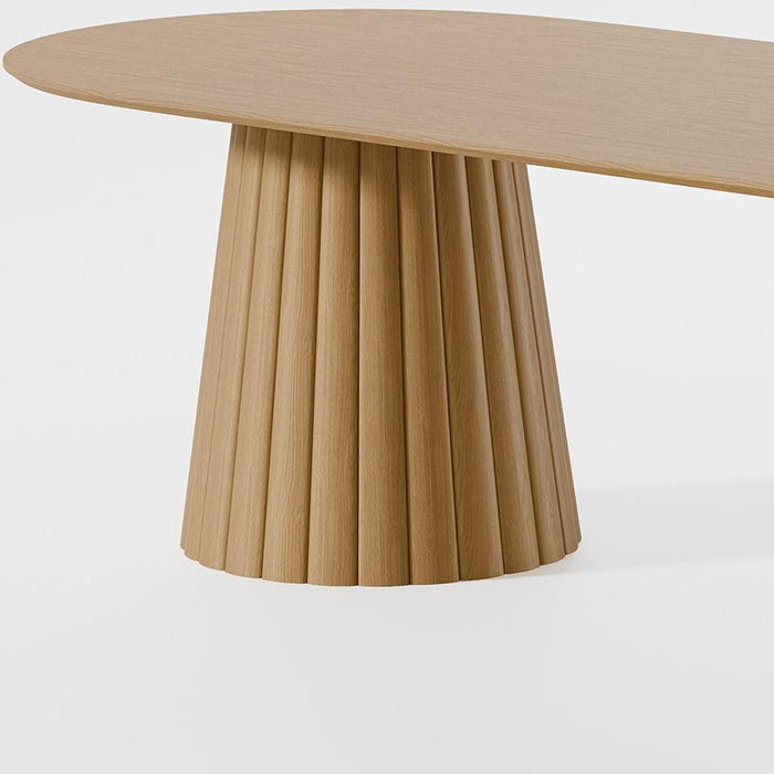 86" Wood Double Pedestal Base Oval Dining Table - Natural